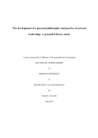 The Development of a Personal Philosophy and Practice of Servant