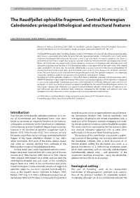 The Raudfjellet Ophiolite Fragment, Central Norwegian Caledonides: Principal Lithological and Structural Features