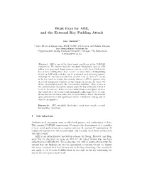 Weak Keys for AEZ, and the External Key Padding Attack