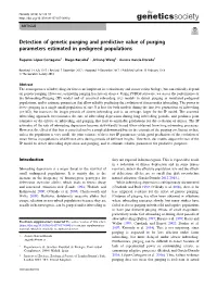 Detection of Genetic Purging and Predictive Value of Purging Parameters Estimated in Pedigreed Populations