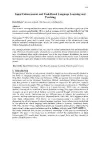 Input Enhancement and Task-Based Language Learning and Teaching