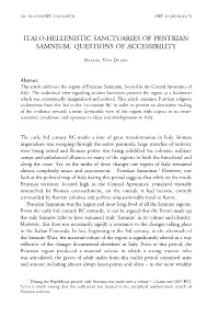 Italo-Hellenistic Sanctuaries of Pentrian Samnium: Questions of Accessibility