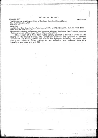 Negro in the United States. the Annotated Citations Are Grouped In