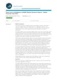 Open Source Intelligence (OSINT) Market Research Report - Global Forecast Until 2027
