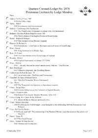 Prestonian Lectures by QC Lodge Members