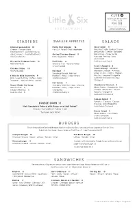 Burgers Sandwiches Starters Salads