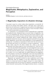 Magnitudes: Metaphysics, Explanation, and Perception