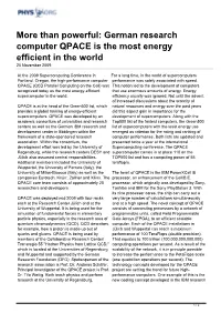 Than Powerful: German Research Computer QPACE Is the Most Energy Efficient in the World 20 November 2009