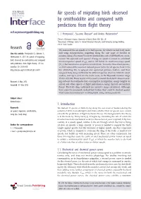 Air Speeds of Migrating Birds Observed by Ornithodolite and Compared with Predictions from Flight Theory Rsif.Royalsocietypublishing.Org C