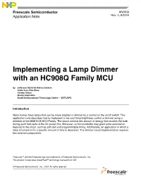 AN2839: Implementing a Lamp Dimmer with an HC908Q Family