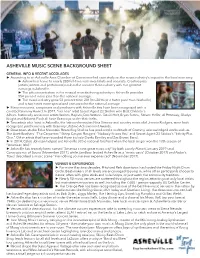 Asheville Music Scene Background Sheet