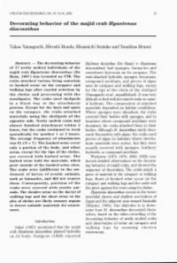 Decorating Behavior of the Majid Crab