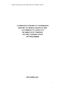 Derogation Reporting for 2007