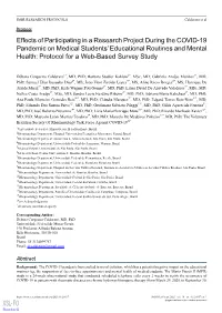 Effects of Participating in a Research Project During the COVID-19 Pandemic on Medical Students' Educational Routines and Mental Health: Protocol for a Web-Based Survey Study