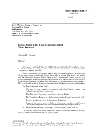 Generic Terms in the Canadian Geographical Names Database