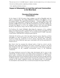Impact of Urbanization on Land Use and Local Communities in the West Bank the Project Final Workshop
