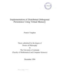 Implementation of Distributed Orthogonal Persistence Using