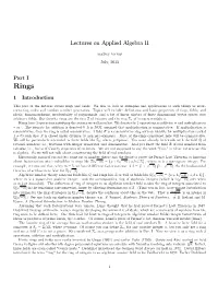 Lectures on Applied Algebra II