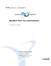 Minewolf Tiller Test and Evaluation
