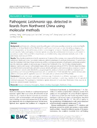 Pathogenic Leishmania Spp. Detected in Lizards from Northwest China