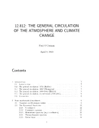 The General Circulation of the Atmosphere and Climate Change