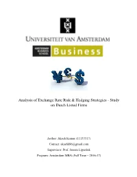 Analysis of Exchange Rate Risk & Hedging Strategies
