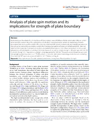 Analysis of Plate Spin Motion and Its Implications for Strength of Plate Boundary Takeshi Matsuyama1 and Hikaru Iwamori1,2*