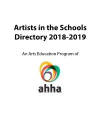 Artists in the Schools Directory 2018-2019