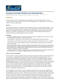 Functional Neurologic Disorders and Related Disorders Victor W Mark MD ( Dr