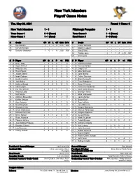 New York Islanders Playoff Game Notes