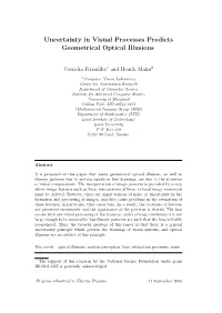 Uncertainty in Visual Processes Predicts Geometrical Optical Illusions