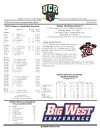 20100114 WBK Game Notes.Indd