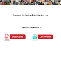 Customs Declaration Form Sample Usa