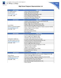 High School Programs Representative List 2021