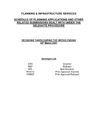 Planning & Infrastructure Services Schedule Of