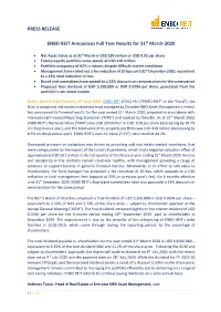 PRESS RELEASE ENBD REIT Announces Full Year Results For