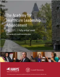 The Academy for Healthcare Leadership Advancement FALL 2021 | Fully Virtual Event