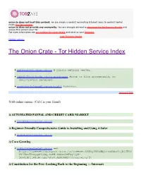 The Onion Crate - Tor Hidden Service Index