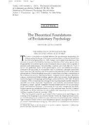 The Theoretical Foundations of Evolutionary Psychology