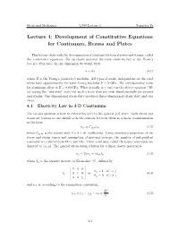 Development of Constitutive Equations for Continuum, Beams and Plates