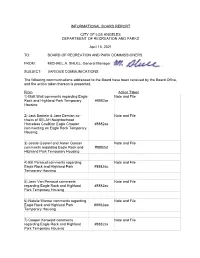 Information Report Log with VC Numbers 4-15-2021