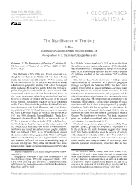 The Significance of Territory