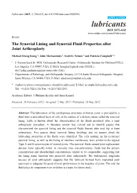 The Synovial Lining and Synovial Fluid Properties After Joint Arthroplasty