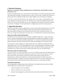 1. Executive Summary 2. Open Data Overview