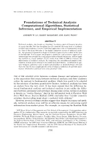 Foundations of Technical Analysis: Computational Algorithms, Statistical Inference, and Empirical Implementation