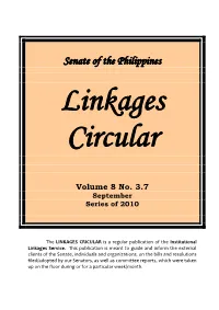 LINKAGES CIRCULAR Vol. 8 No. 3.7, Series of 2010”