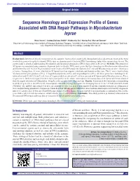 Sequence Homology and Expression Profile of Genes Associated with DNA Repair Pathways in Mycobacterium Leprae