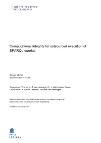 Computational Integrity for Outsourced Execution of SPARQL Queries