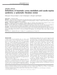 Definitions of Traumatic Conus Medullaris and Cauda