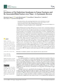 Incidence of Fat Embolism Syndrome in Femur Fractures and Its Associated Risk Factors Over Time—A Systematic Review